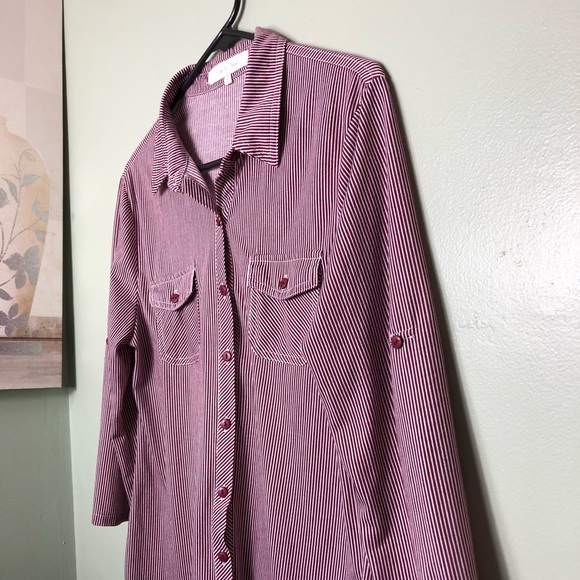 Anthropologie Tops - NWOT EDEN & OLIVIA WINE PINK STRIPED BUTTON DOWN.